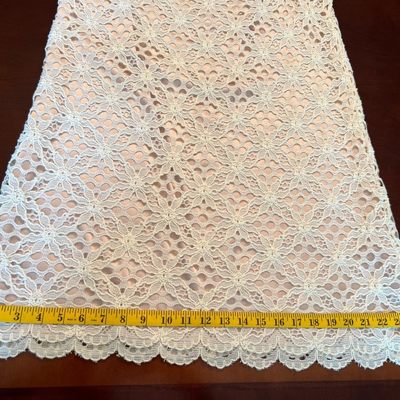 JAX (Black Label) – Cream/Off White Over Tan Crochet Lace Overlay Special Dress - Picture 11 of 17